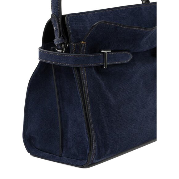 Le Tanneur Emie Large Shoulder Bag Prussian Blue Denim Suede Luxe Tote - Picture 5 of 9